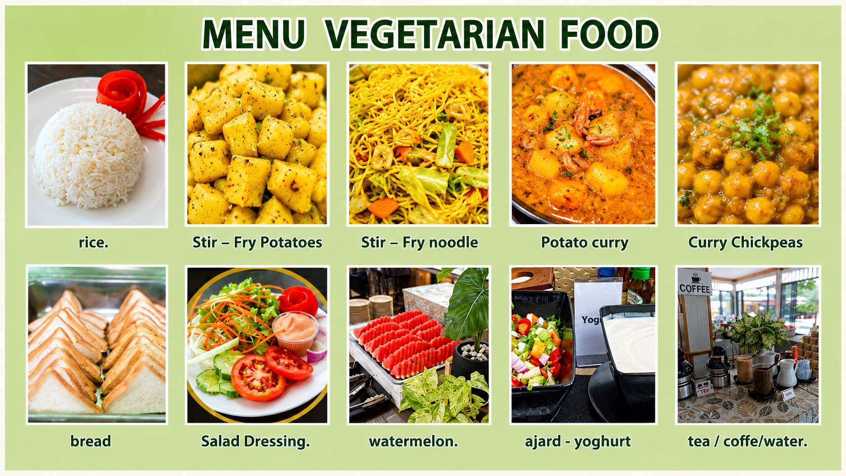 Vegetarian Menu lunch